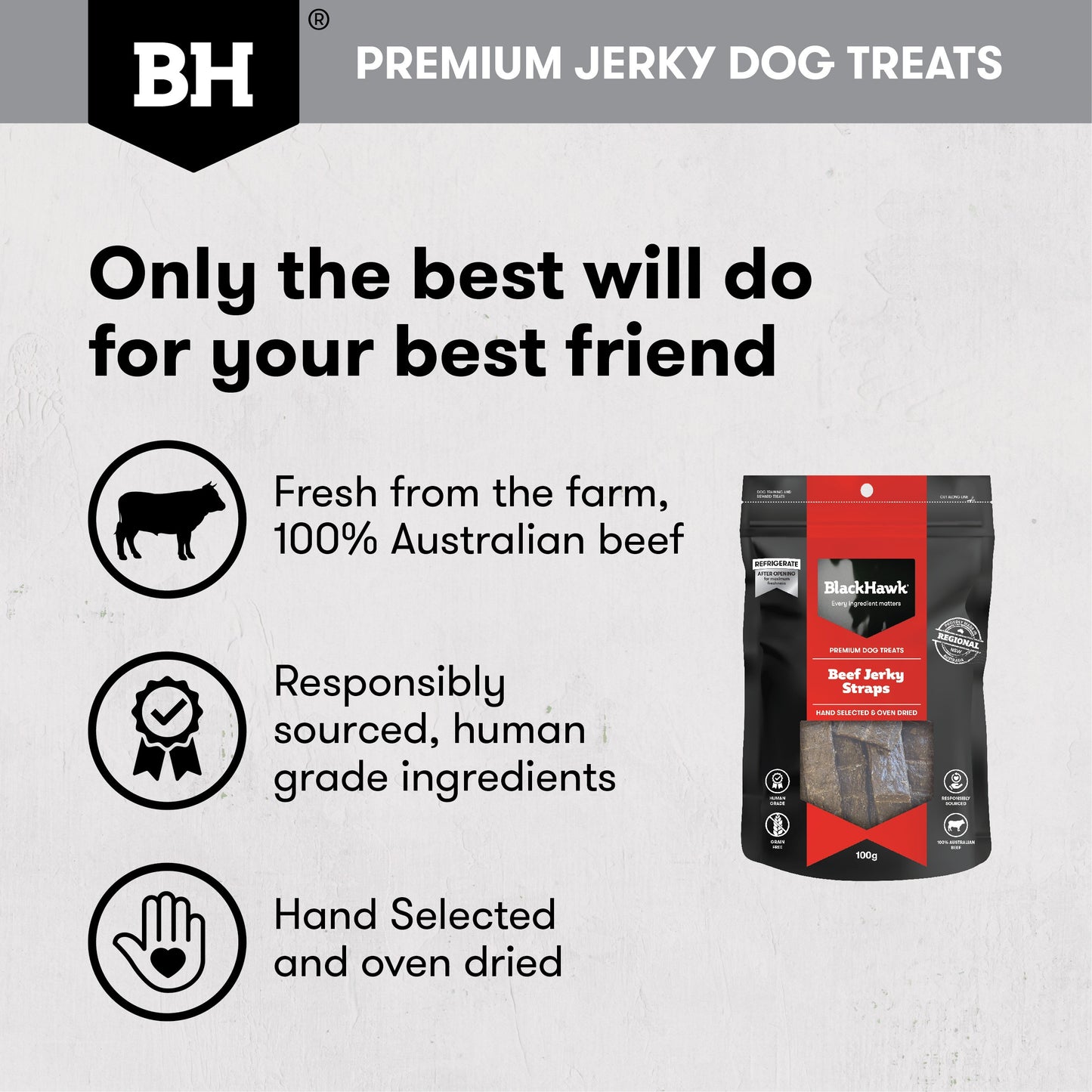 Black Hawk Beef Jerky Straps Dog Treats