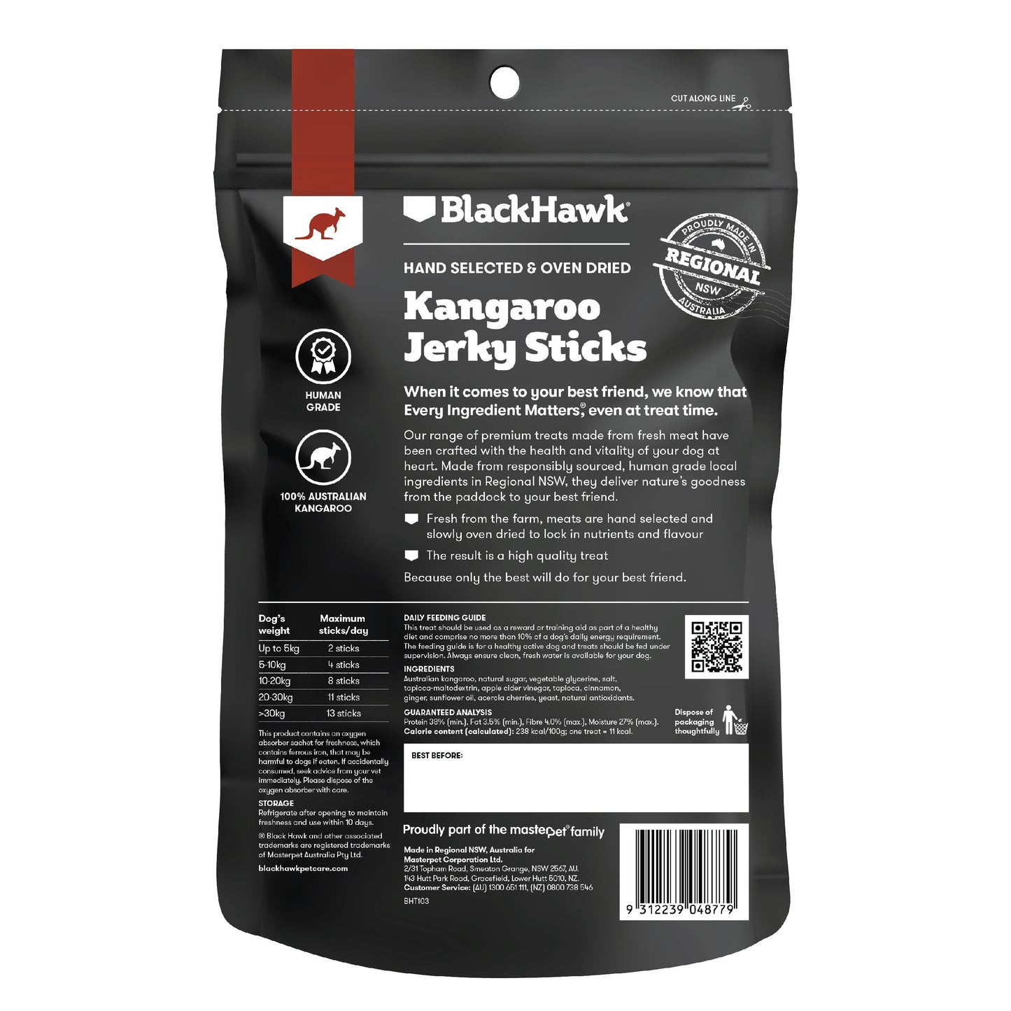 Black Hawk Kangaroo Jerky Sticks Dog Treats