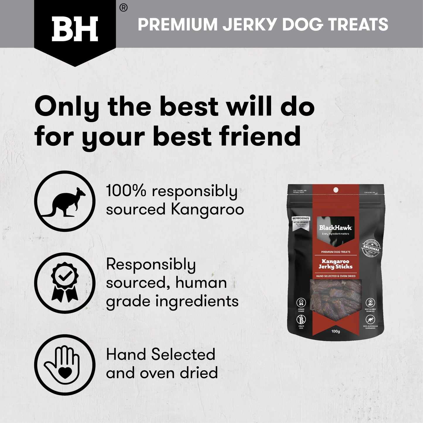 Black Hawk Kangaroo Jerky Sticks Dog Treats