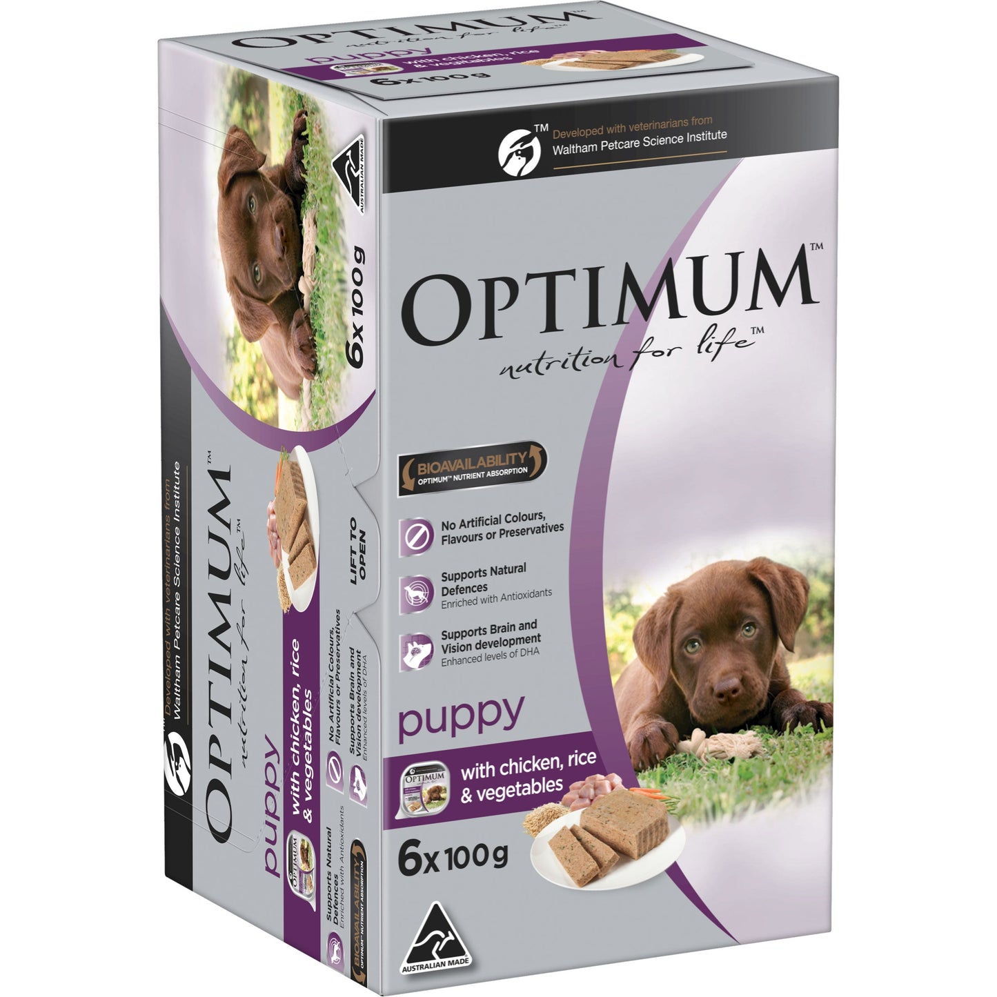 Optimum Lifestage Puppy Chicken, Rice & Vegetables 6x100g