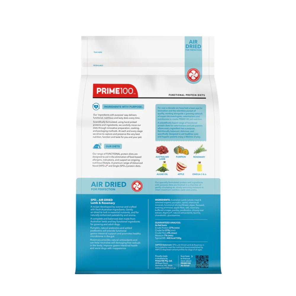 Prime100 SPD Air Dried Lamb & Rosemary Dry Dog Food