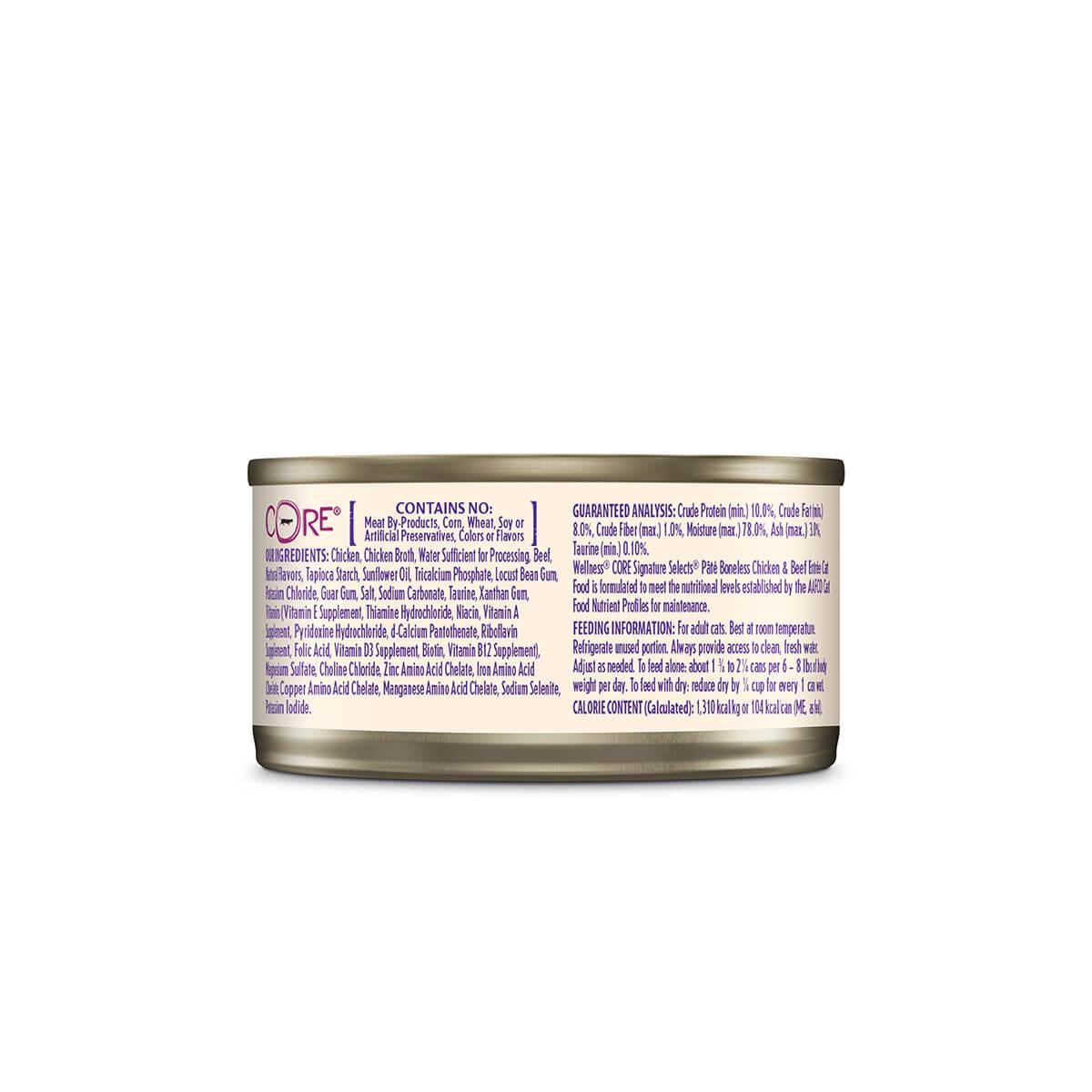 Wellness Core Signature Selects Boneless Chicken and Beef Entrée Pate Wet Cat Food