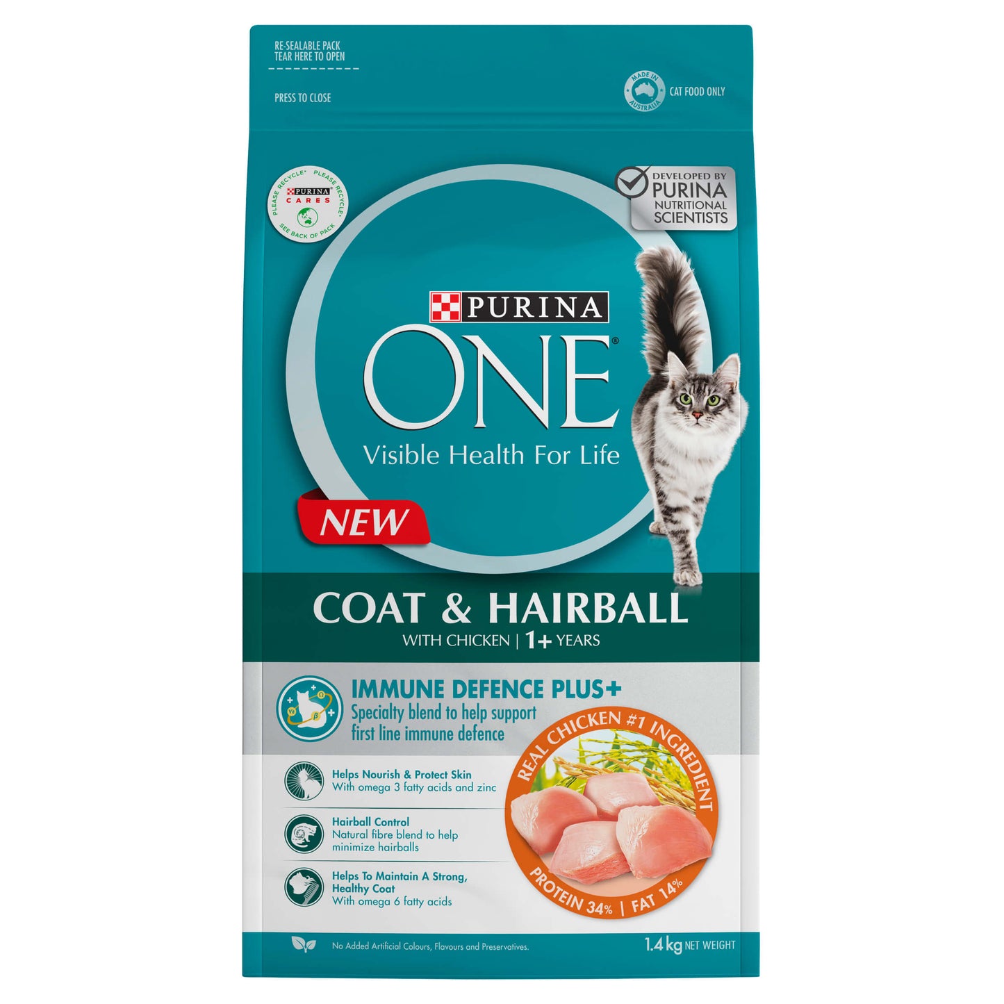 Purina One Adult Hairball Chicken Dry Cat Food 1.4Kg