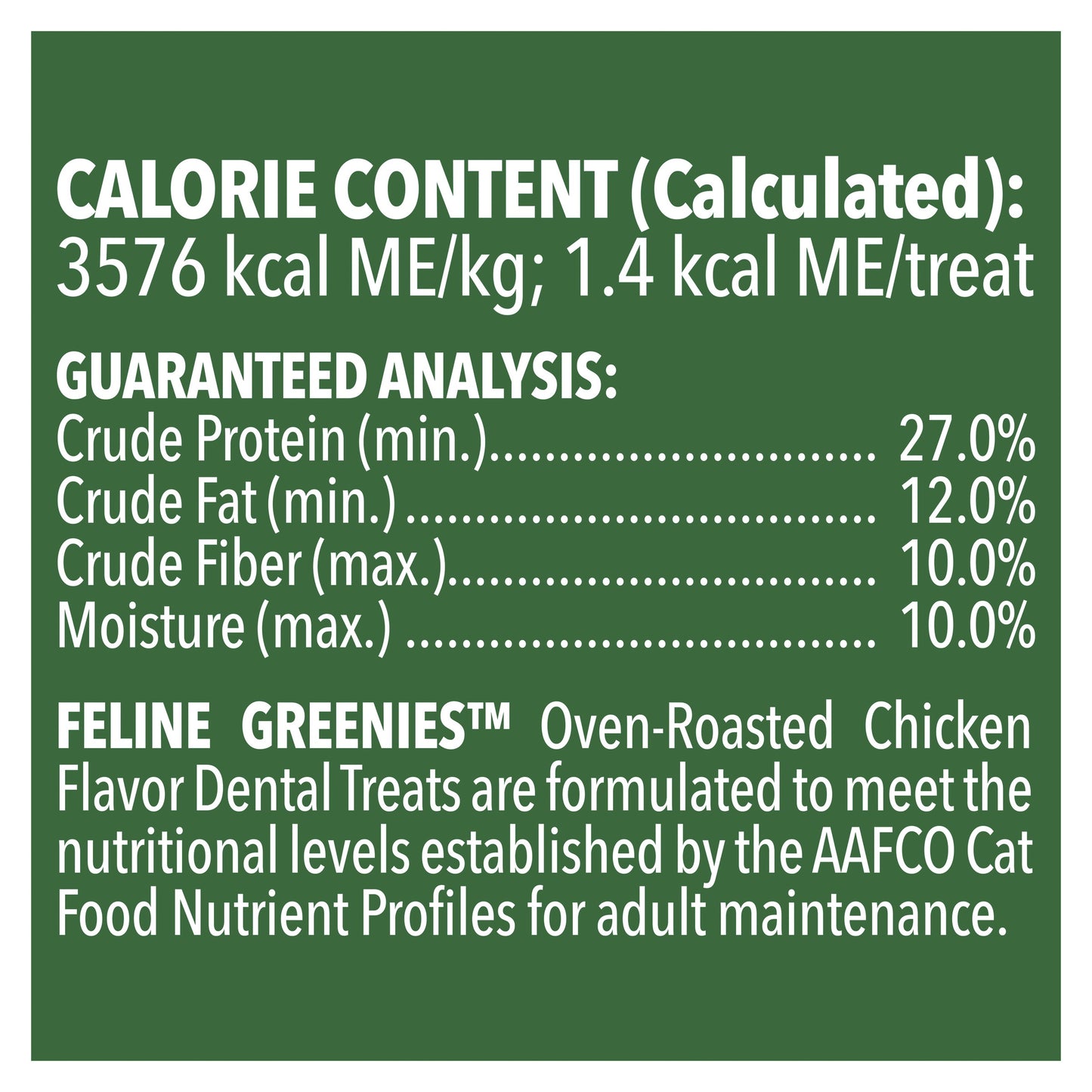 Greenies Oven Roasted Chicken Feline Cat Dental Treats