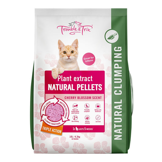 Trouble N Trix Natural Clumping Cherry Blossom Scent Tofu Cat Litter