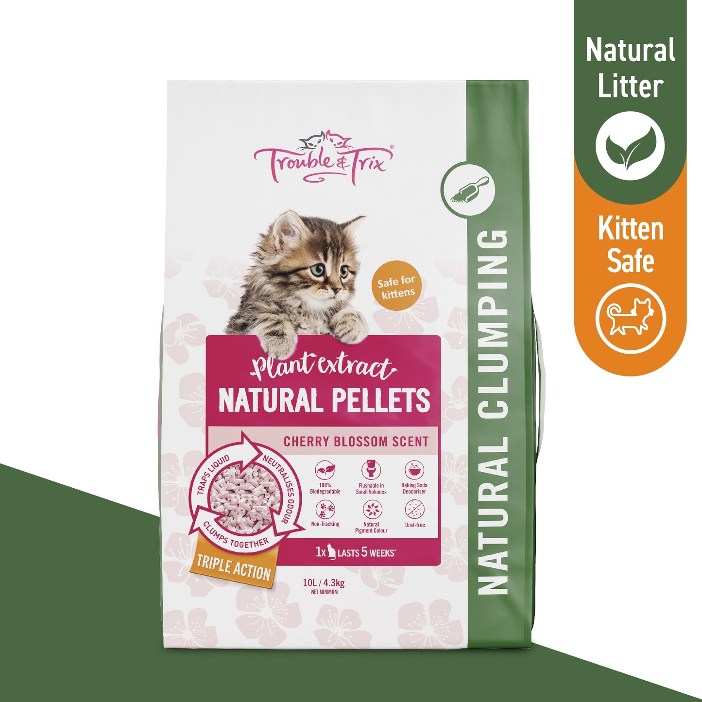 Trouble N Trix Natural Clumping Cherry Blossom Scent Tofu Cat Litter