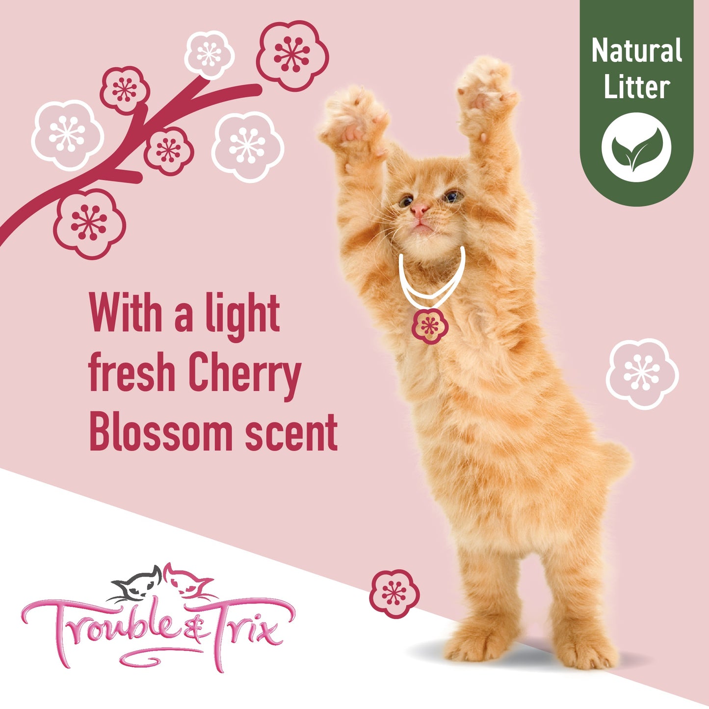 Trouble N Trix Natural Clumping Cherry Blossom Scent Tofu Cat Litter