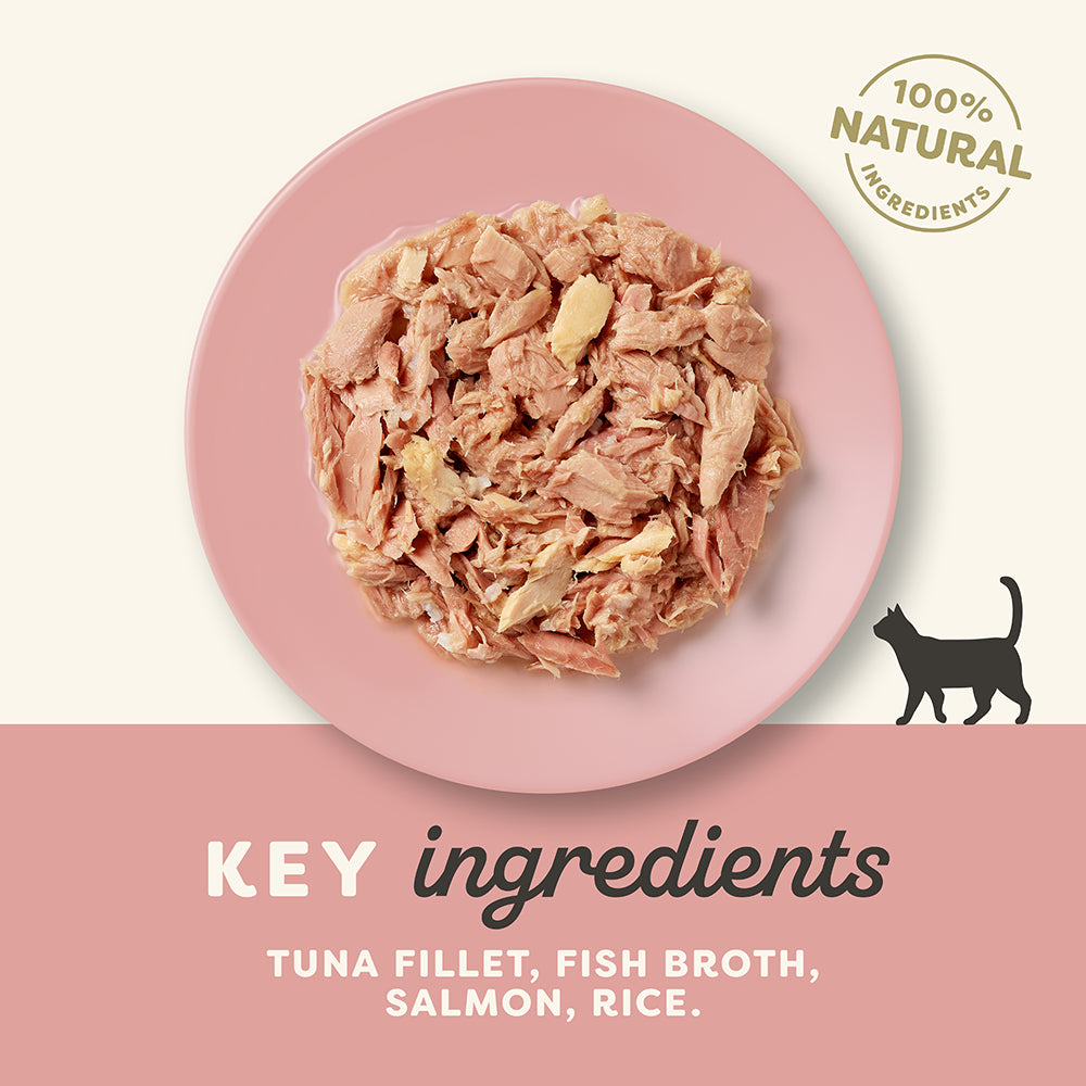 Applaws Natural Tuna Fillet with Salmon in Broth Wet Cat Food Can