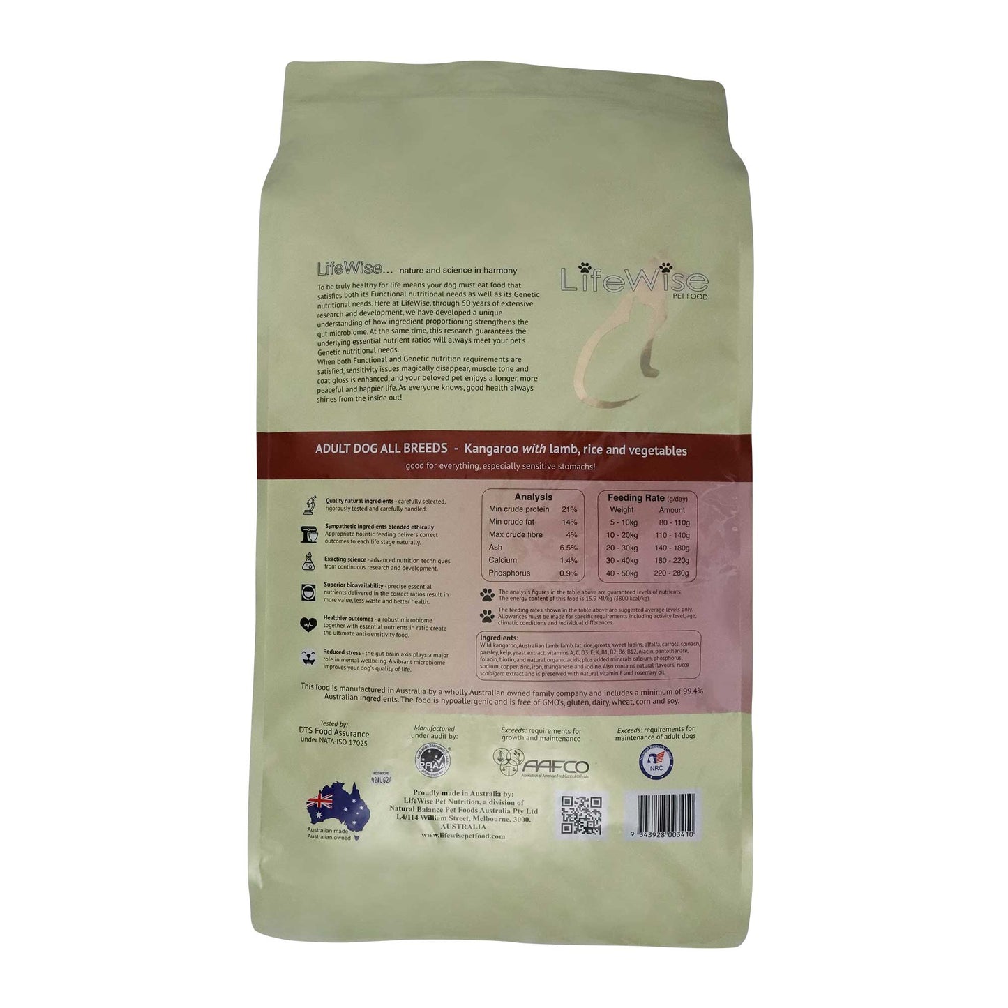 LifeWise Kangaroo Lamb Rice & Vegetables Dry Dog Food