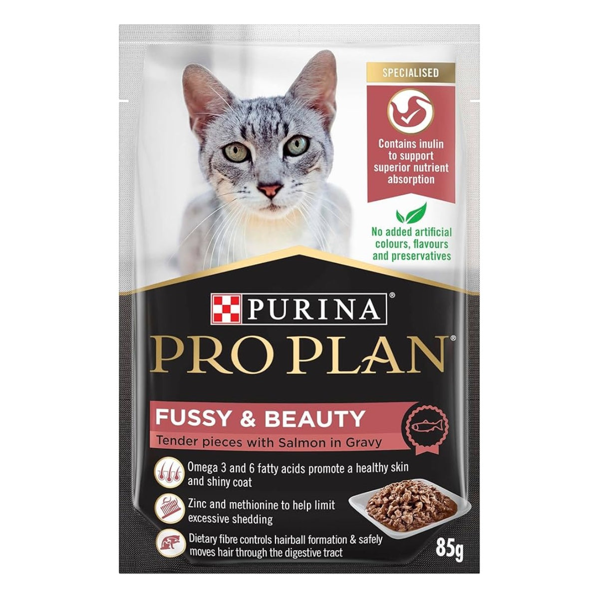 Pro Plan Adult Fussy & Beauty Salmon Pouch Wet Cat Food 85g
