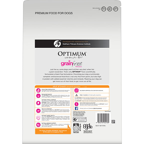 Optimum Grain Free Beef & Vegetables Bag Dry Dog Food 2.5kg