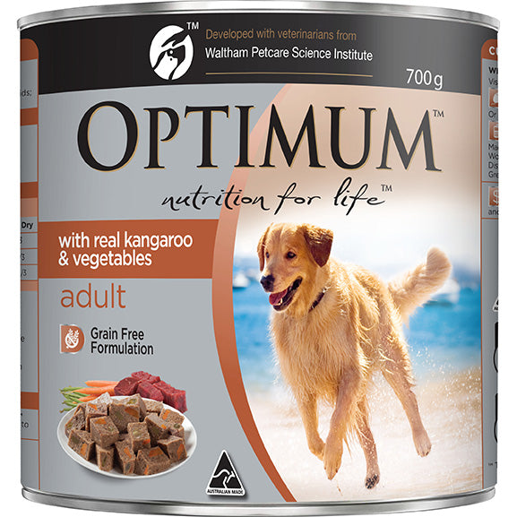 Optimum Real Kangaroo & Vegetables Adult Wet Dog Food Can 700g