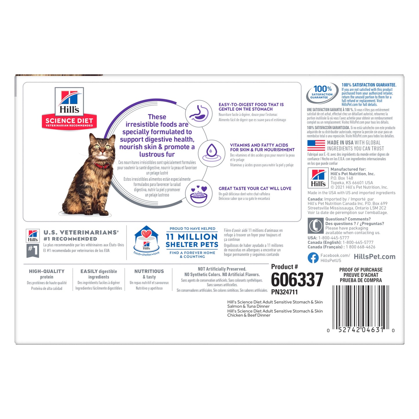 Hill's Science Diet Adult Sensitive Skin & Stomach Variety Pack Cat Food Pouches 12x80g
