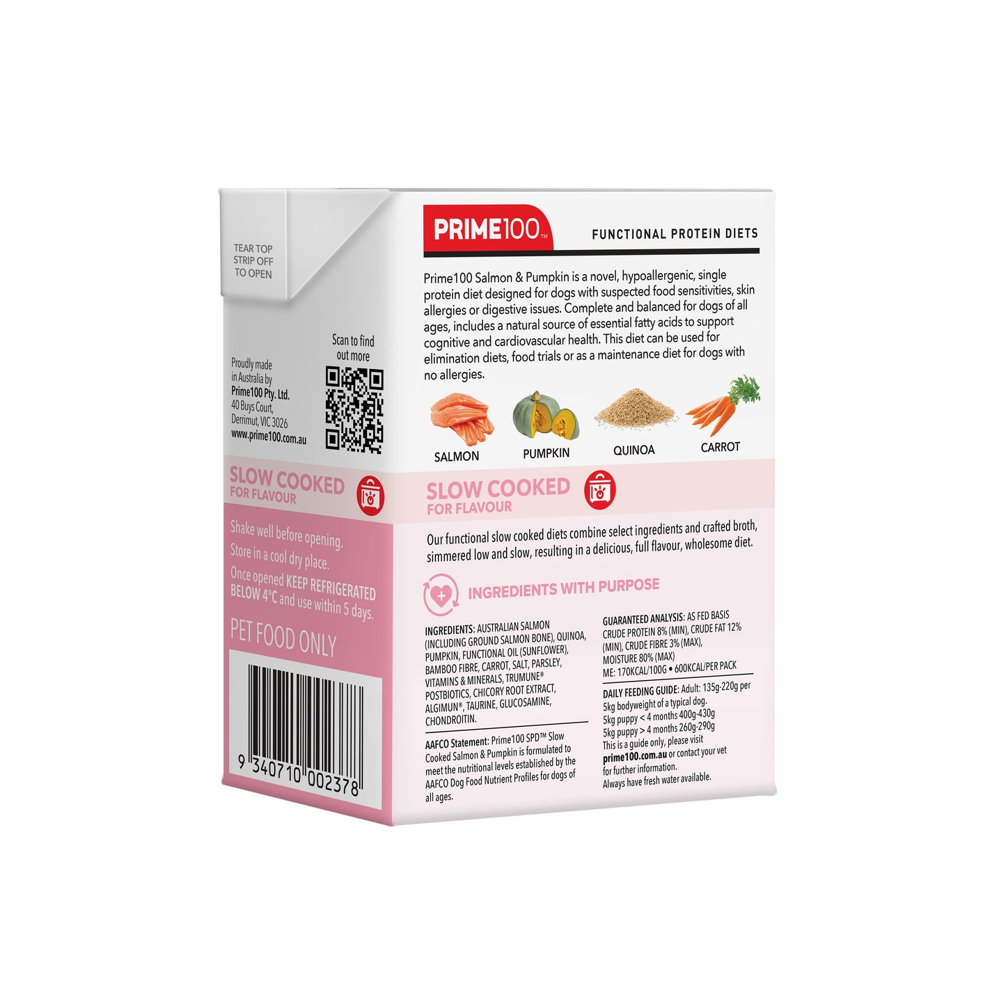 Prime100 SPD Slow Cooked Salmon & Pumpkin Wet Dog Food