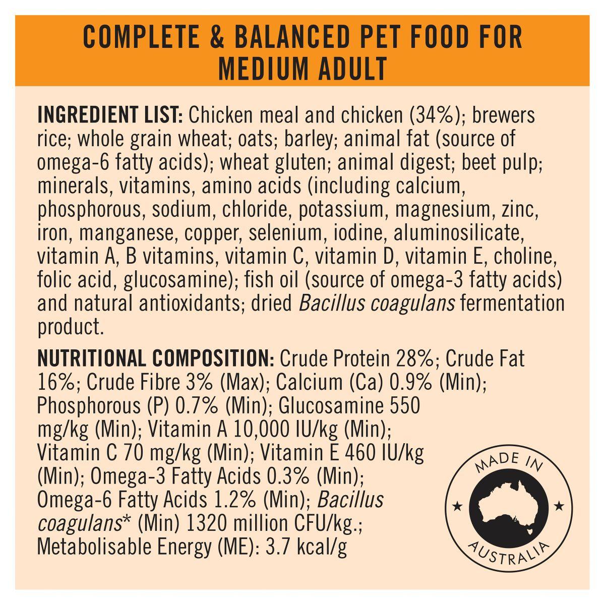 Pro Plan Medium Breed Adult Chicken Formula with Probiotics Dry Dog Food