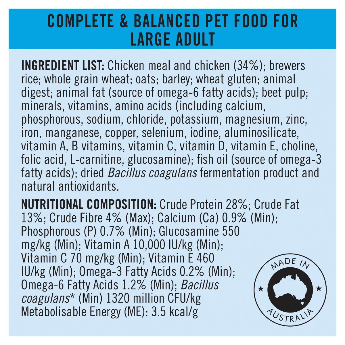Pro Plan Large Breed Adult Chicken Formula with Probiotics Dry Dog Food