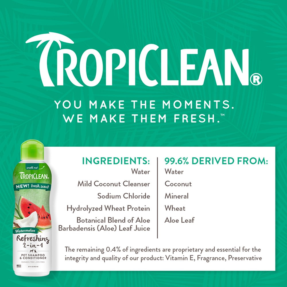 TropiClean Watermelon Refreshing 2-in-1 Shampoo and Conditioner