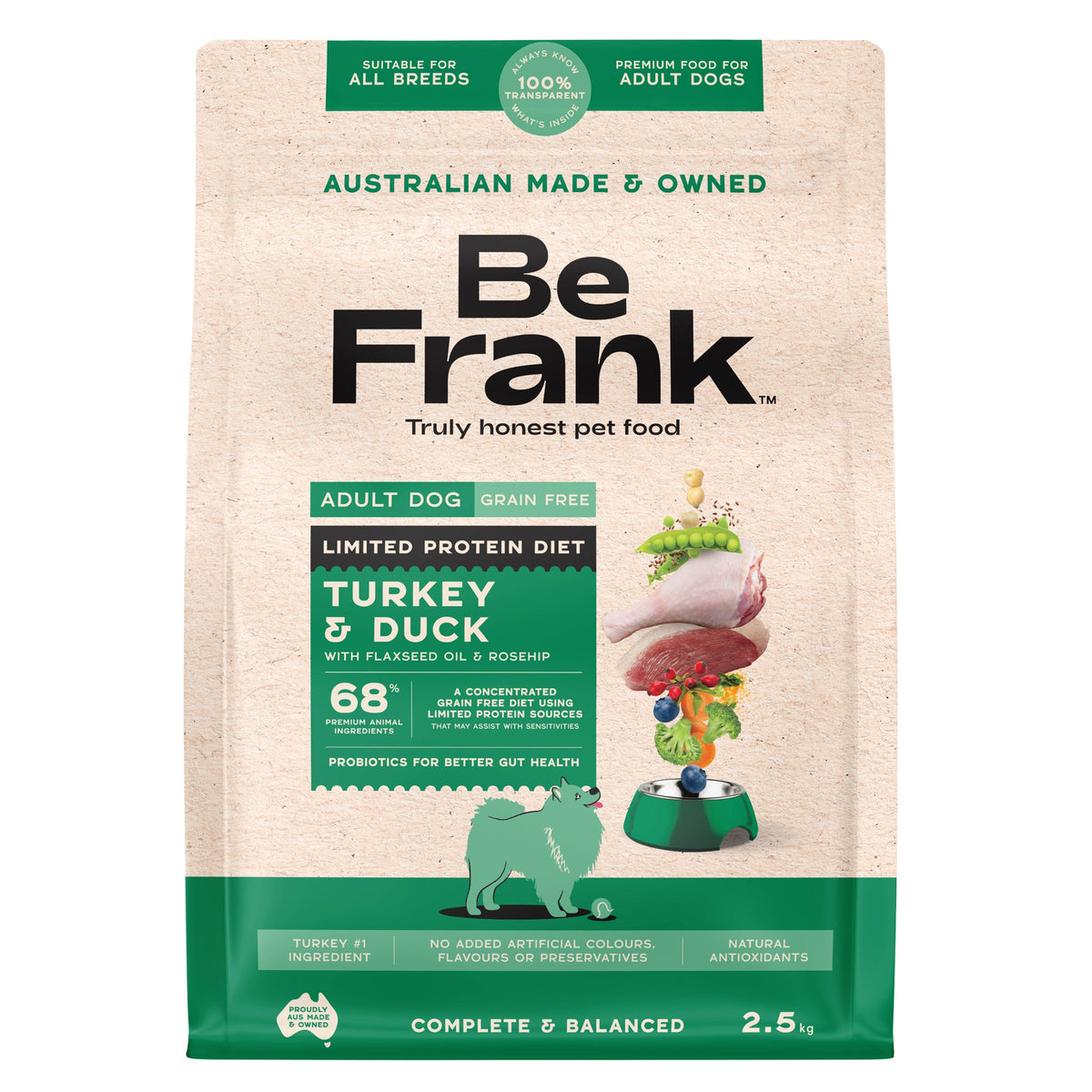 Be Frank Adult Grain Free Duck & Turkey Dry Dog Food