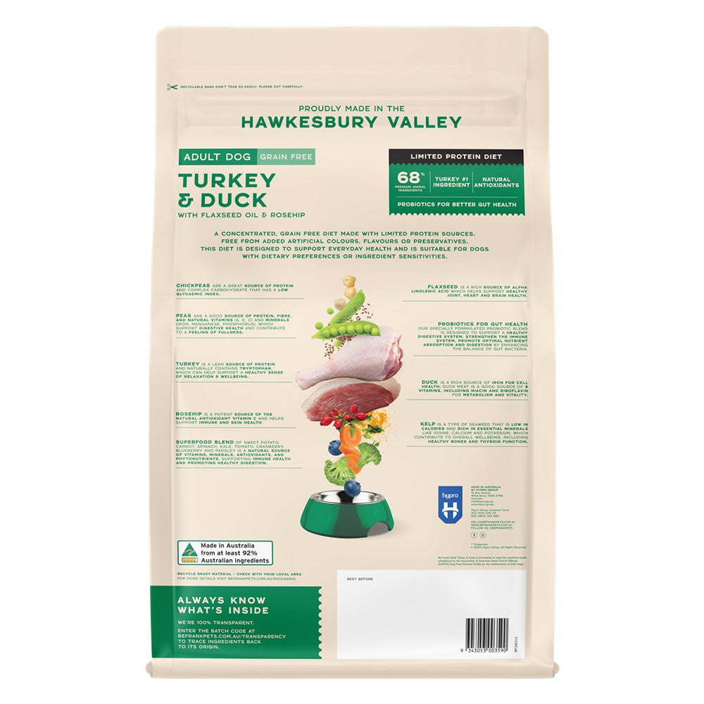 Be Frank Grain Free Duck & Turkey Dry Dog Food