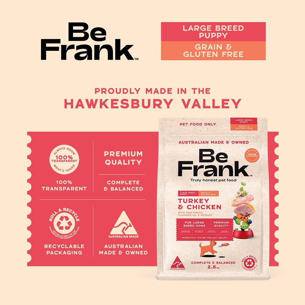 Be Frank Large Breed Puppy Grain Free Turkey & Chicken Dry Dog Food