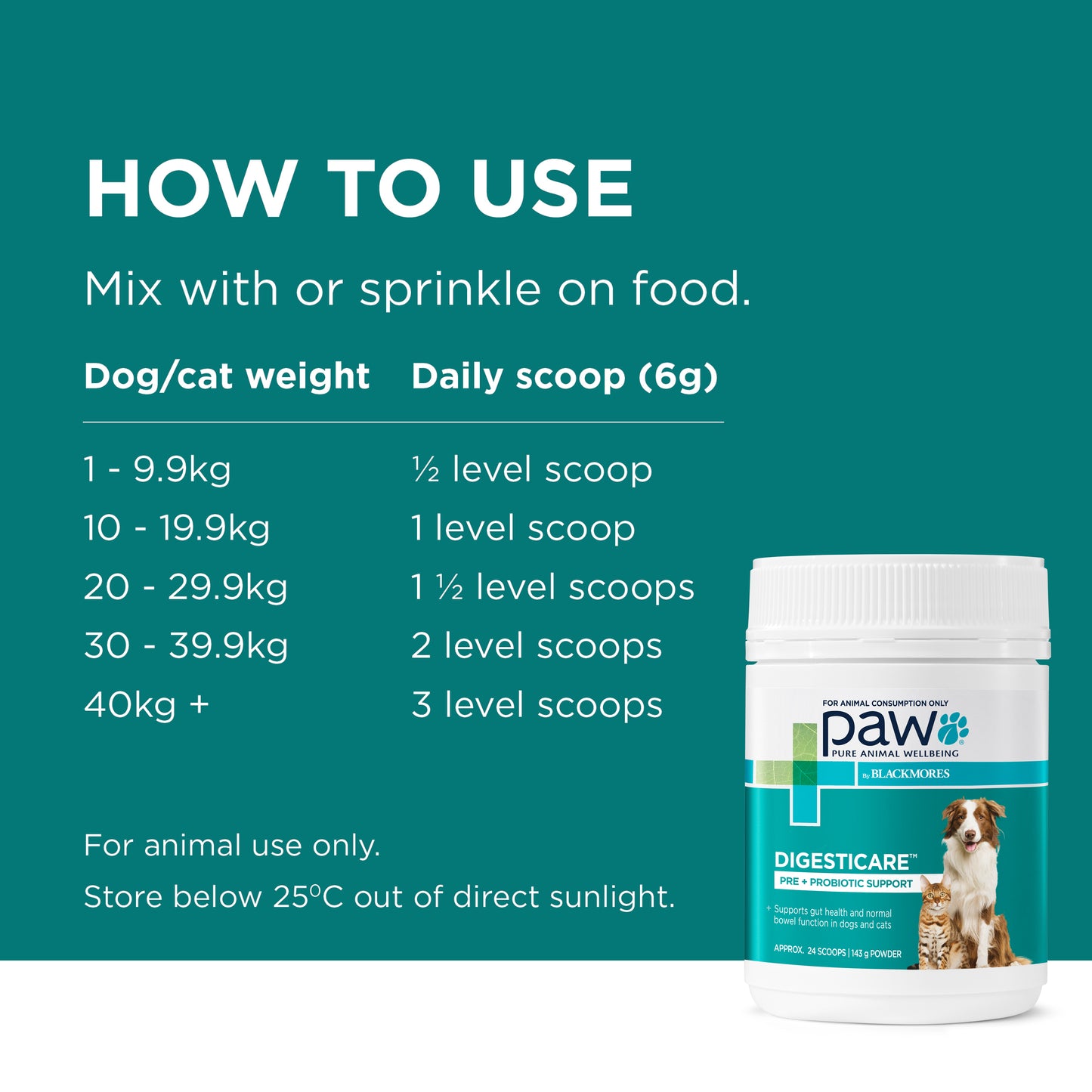 PAW Digesticare Dog and Cat Supplement