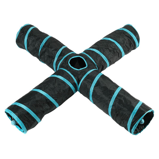 Lexi & Me 4 Way Cat Tunnel Black/Blue Cat Toy