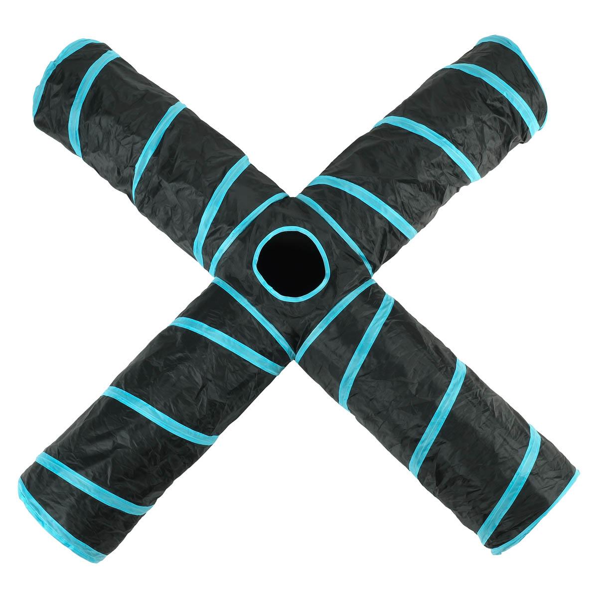 Lexi & Me 4 Way Cat Tunnel Black/Blue Cat Toy