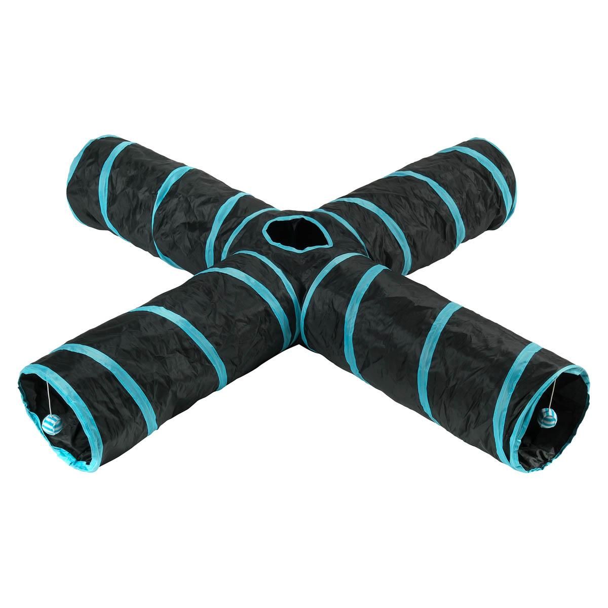 Lexi & Me 4 Way Cat Tunnel Black/Blue Cat Toy