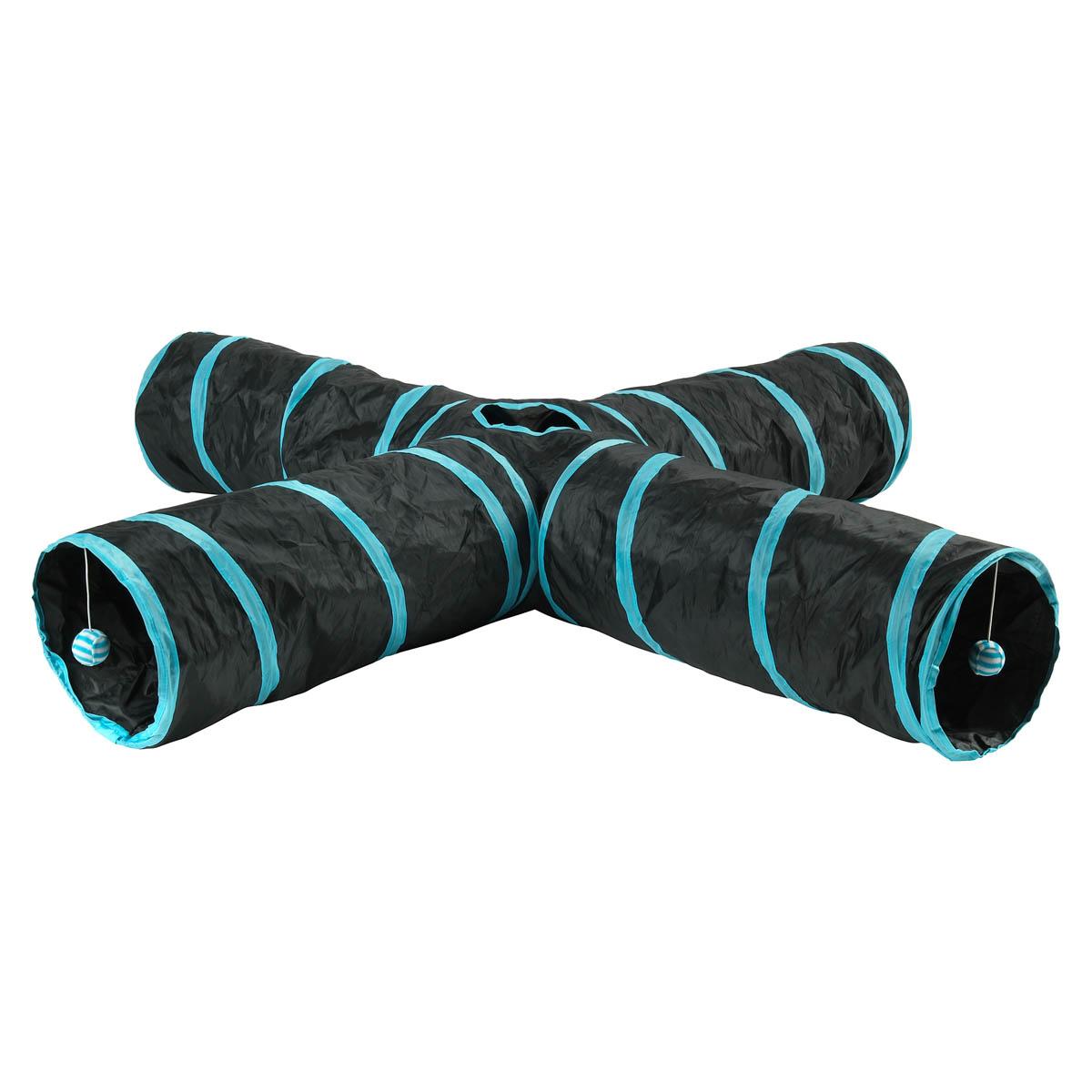 Lexi & Me 4 Way Cat Tunnel Black/Blue Cat Toy