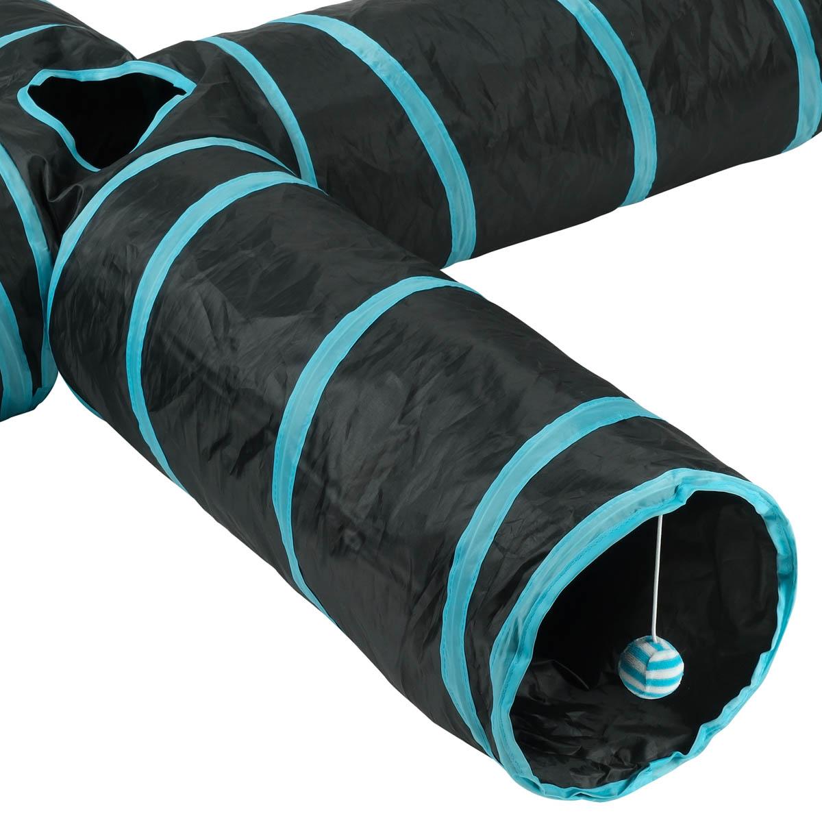 Lexi & Me 4 Way Cat Tunnel Black/Blue Cat Toy