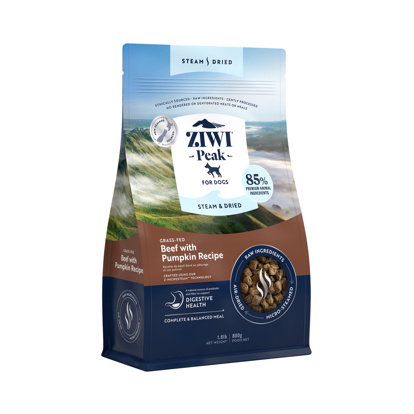 Ziwi Peak Steam & Dried Grass-fed Beef with Pumpkin Dry Dog Food