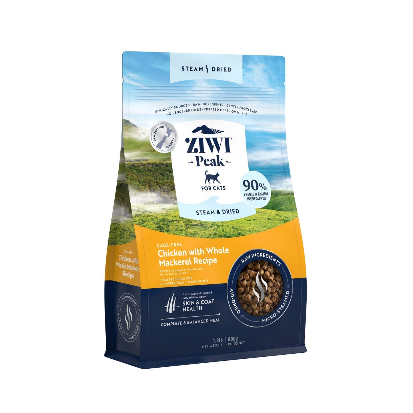 Ziwi Peak Steam & Dried Cage-free Chicken with Whole Mackerel Dry Cat Food