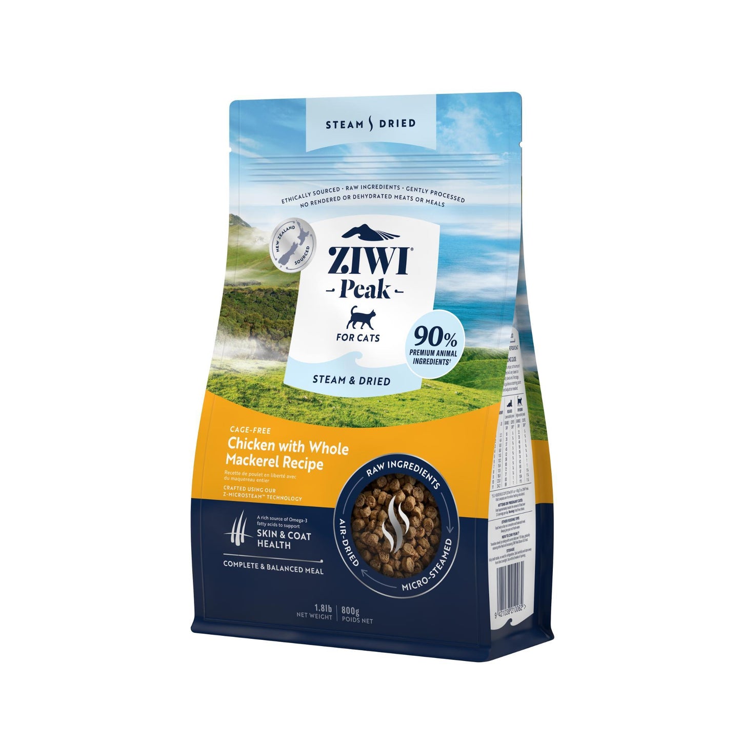 Ziwi Peak Steam & Dried Cage-free Chicken with Whole Mackerel Dry Cat Food