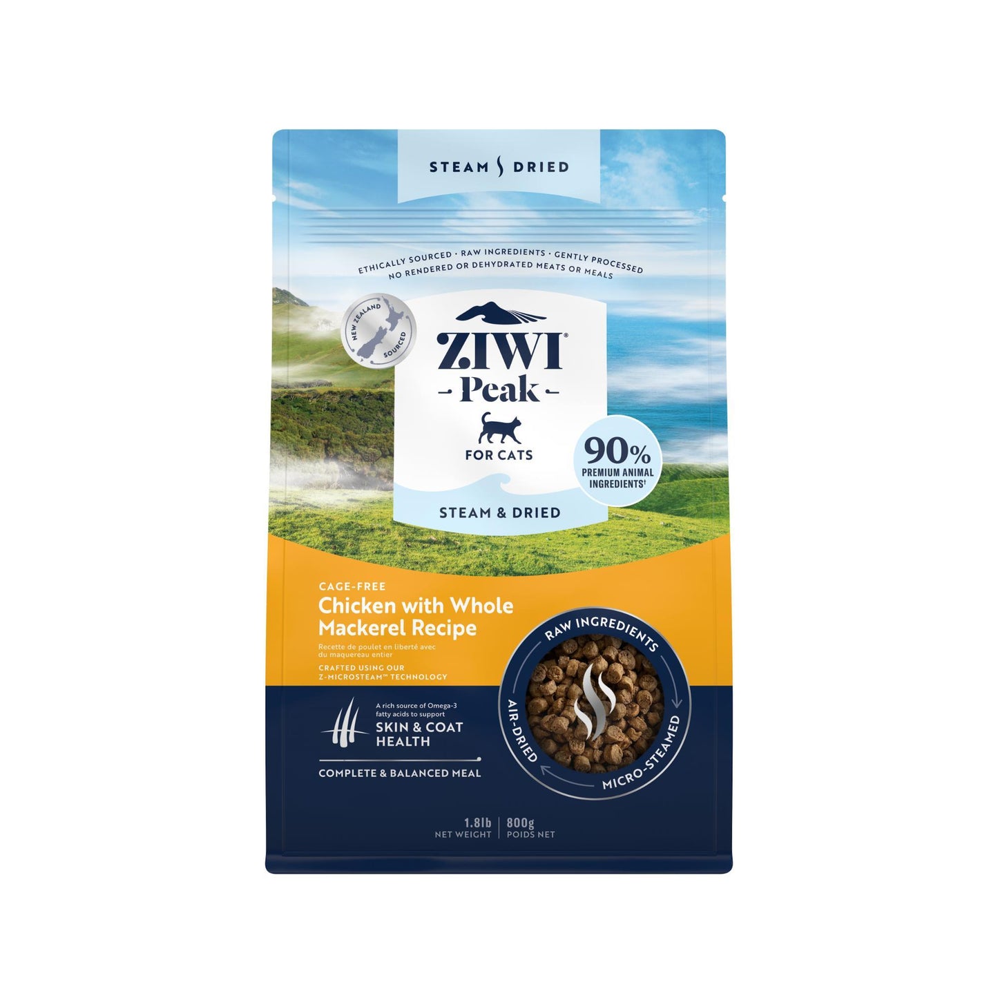 Ziwi Peak Steam & Dried Cage-free Chicken with Whole Mackerel Dry Cat Food