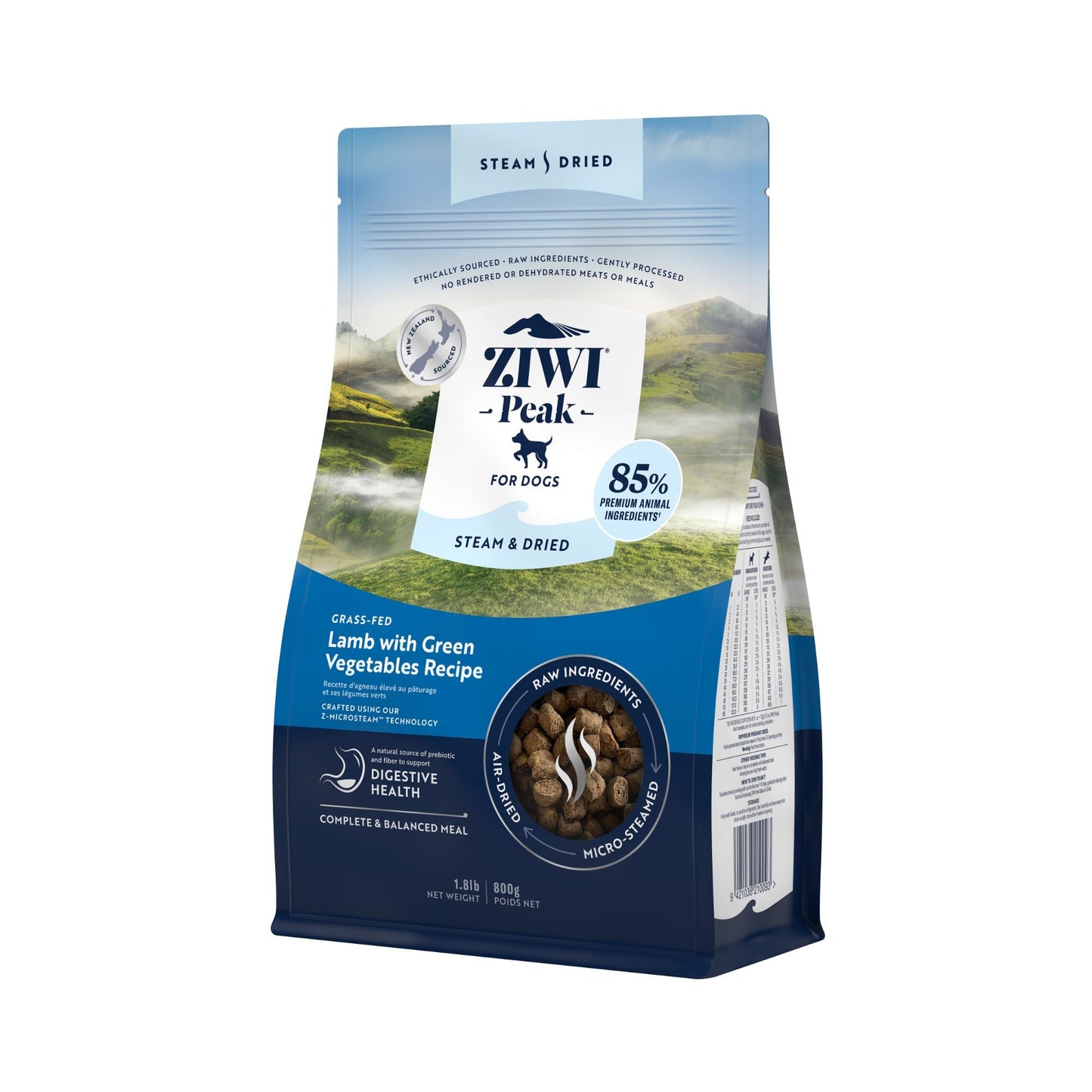 Ziwi Peak Steam & Dried Grass-fed Lamb with Green Vegetables Dry Dog Food