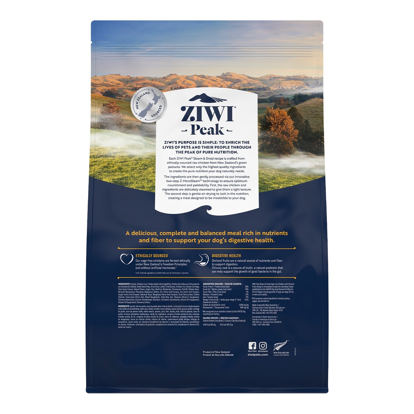 Ziwi Peak Steam & Dried Cage-free Chicken with Orchard Fruits Dry Dog Food