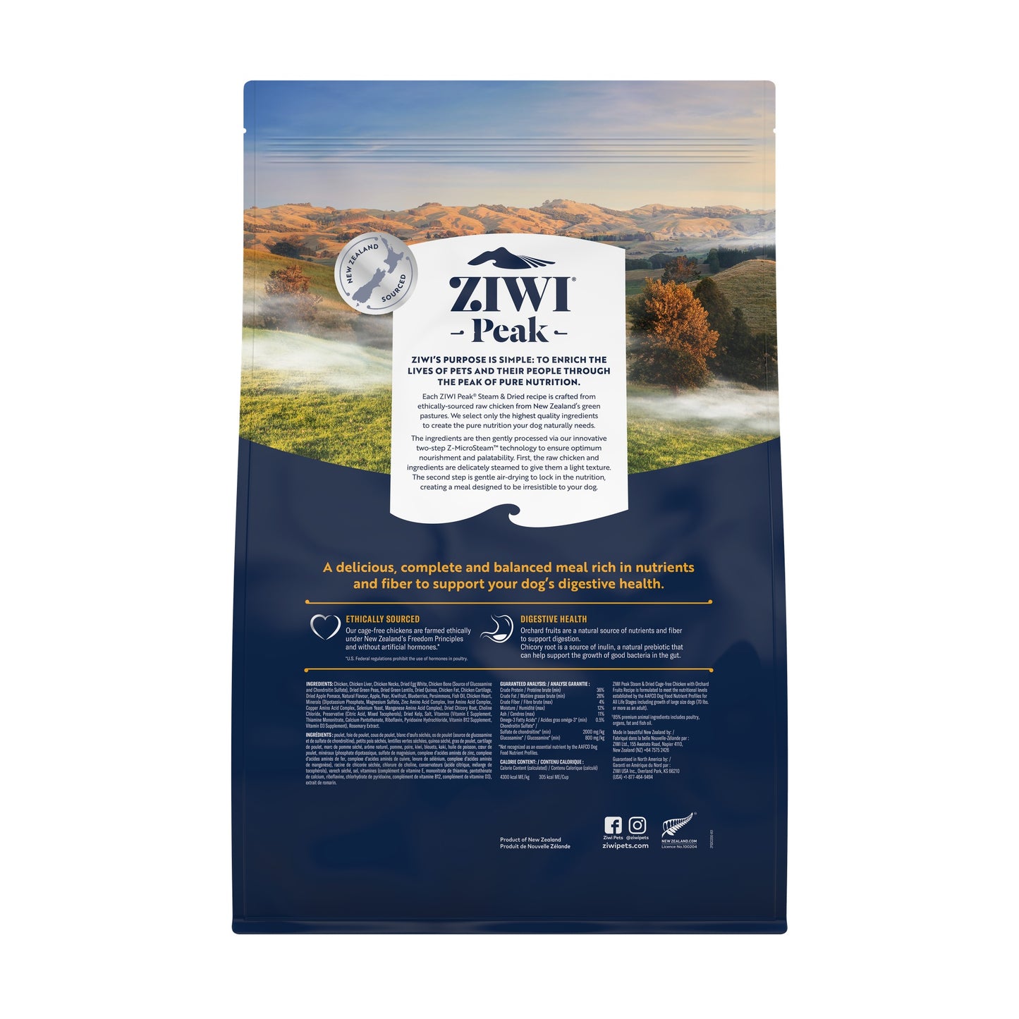 Ziwi Peak Steam & Dried Cage-free Chicken with Orchard Fruits Dry Dog Food