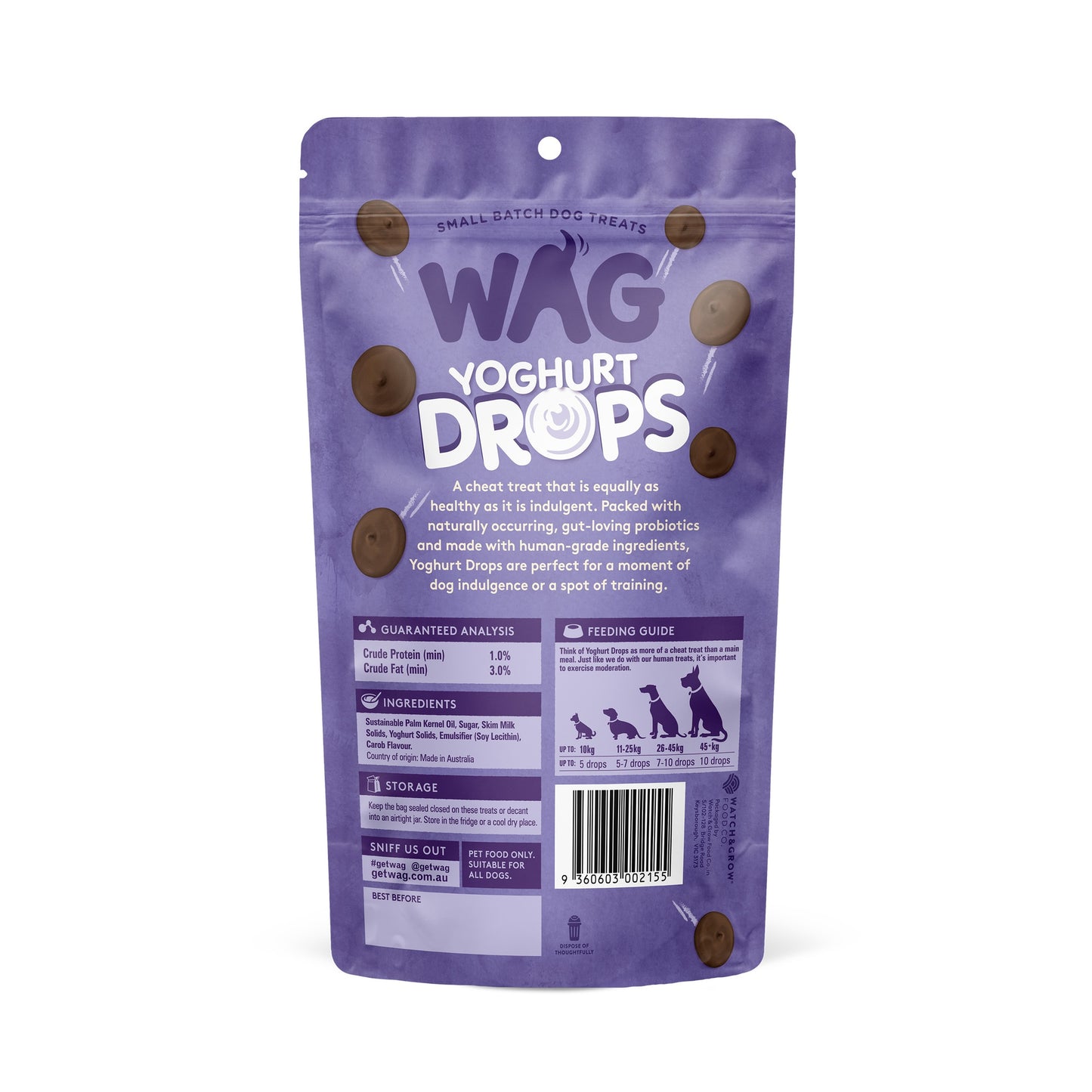 WAG Carob Yoghurt Drops Dog Treats