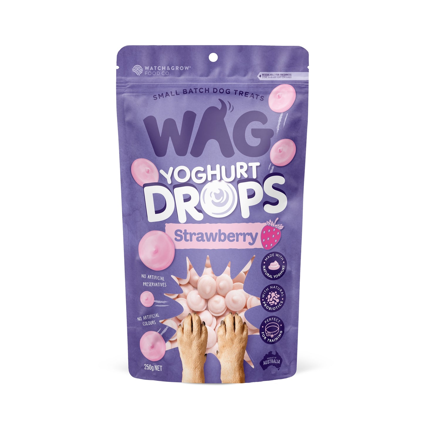 WAG Strawberry Yoghurt Drops Dog Treats