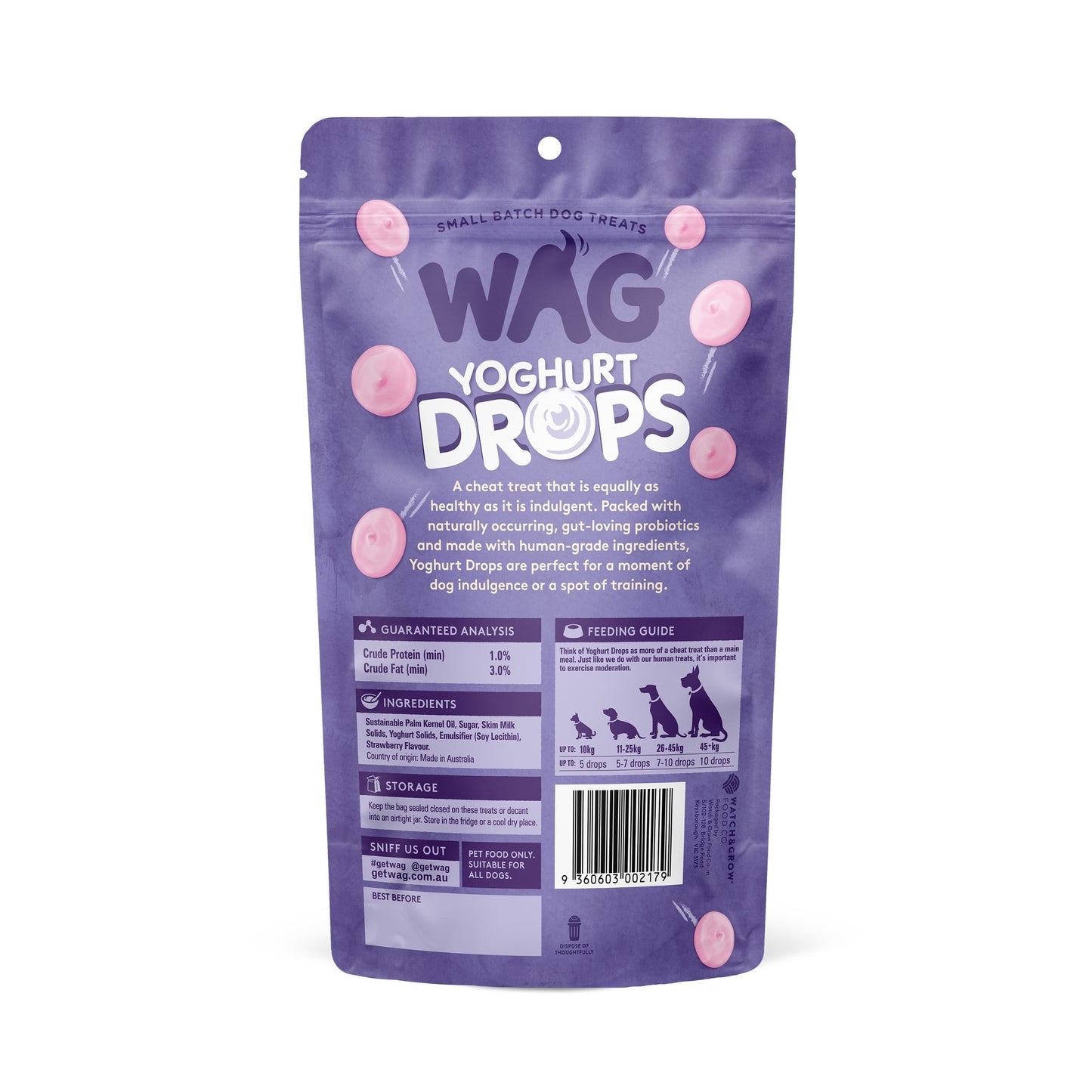 WAG Strawberry Yoghurt Drops Dog Treats