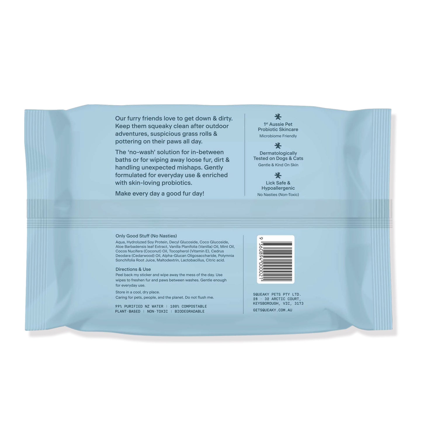 Squeaky Pet Probiotic Pet Wipes Fresh & Zesty