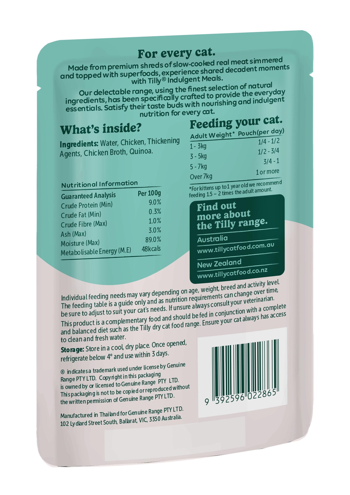 Tilly Indulgent Meals Chicken & Quinoa Gravy Wet Cat Food