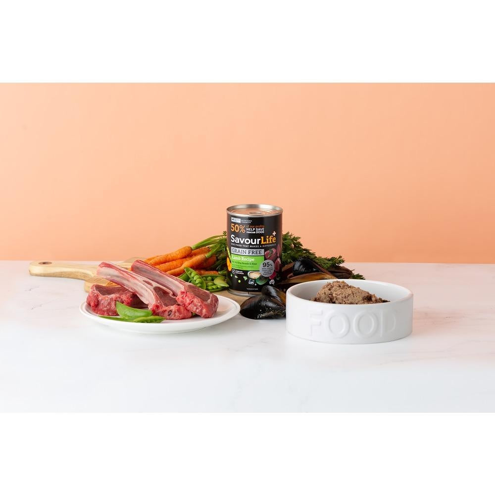SavourLife Grain Free Adult Lamb Recipe Wet Dog Food 375g