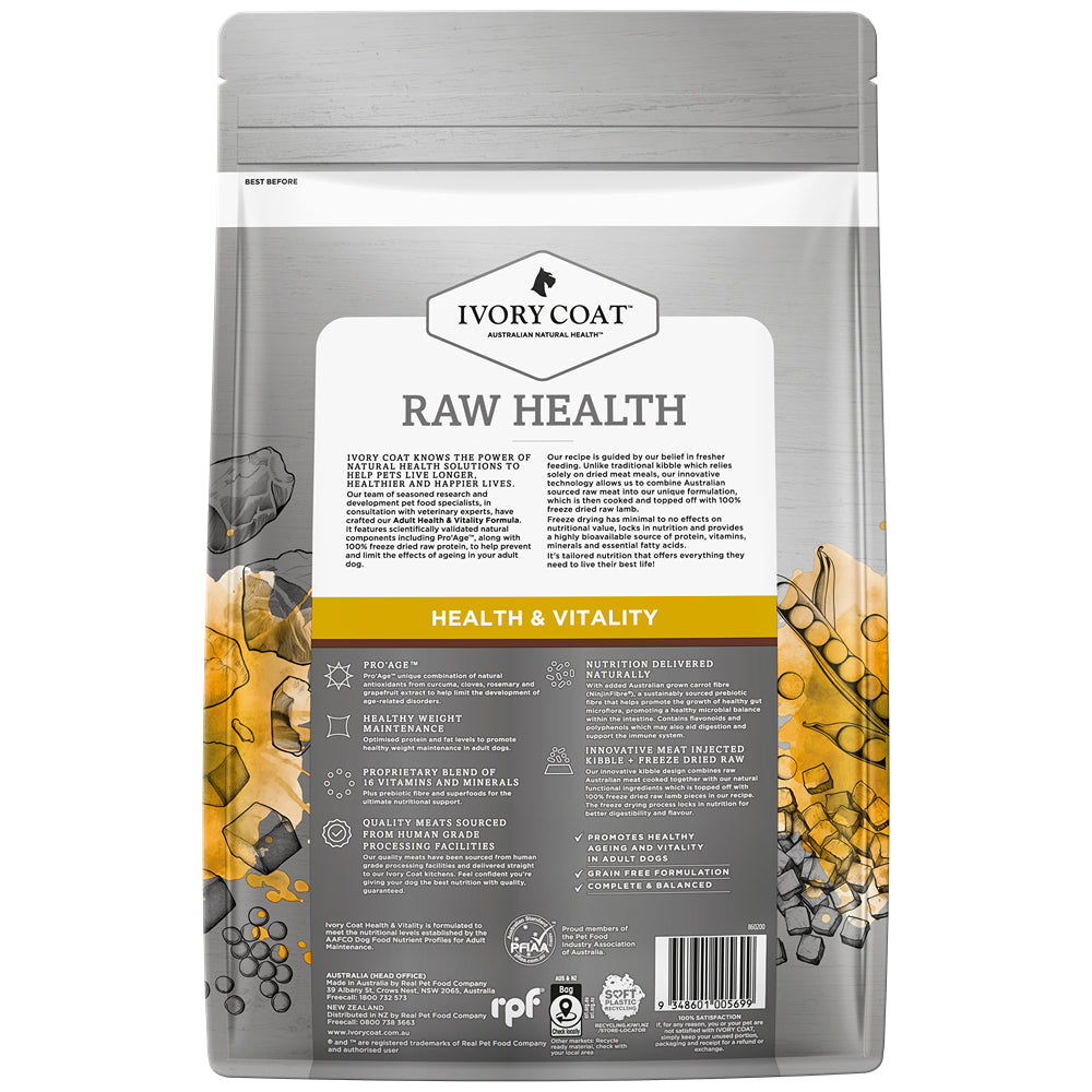 Ivory Coat Raw Health Health & Vitality Dry Dog Food