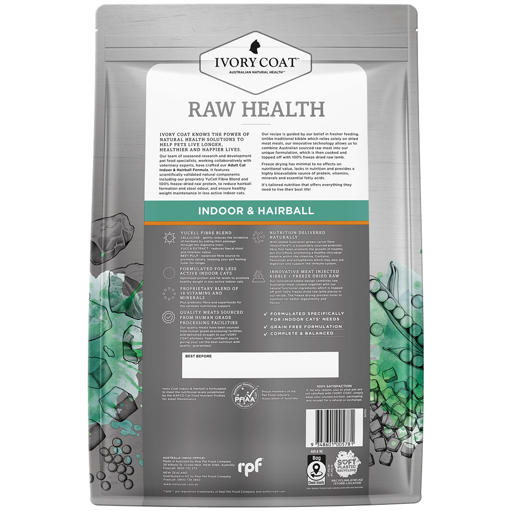 Ivory Coat Raw Health Indoor & Hairball Dry Cat Food