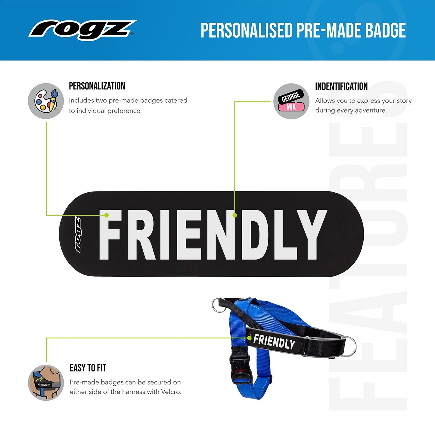 Rogz Personalised Pre-Made Badge Large