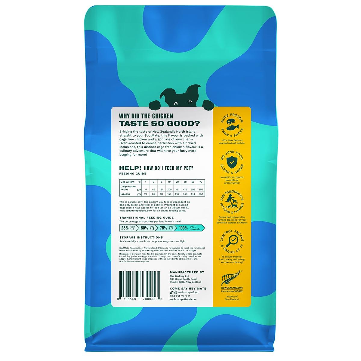 SoulMate Roast & Slow Baked and Air Dried North Island Chicken Dry Dog Food