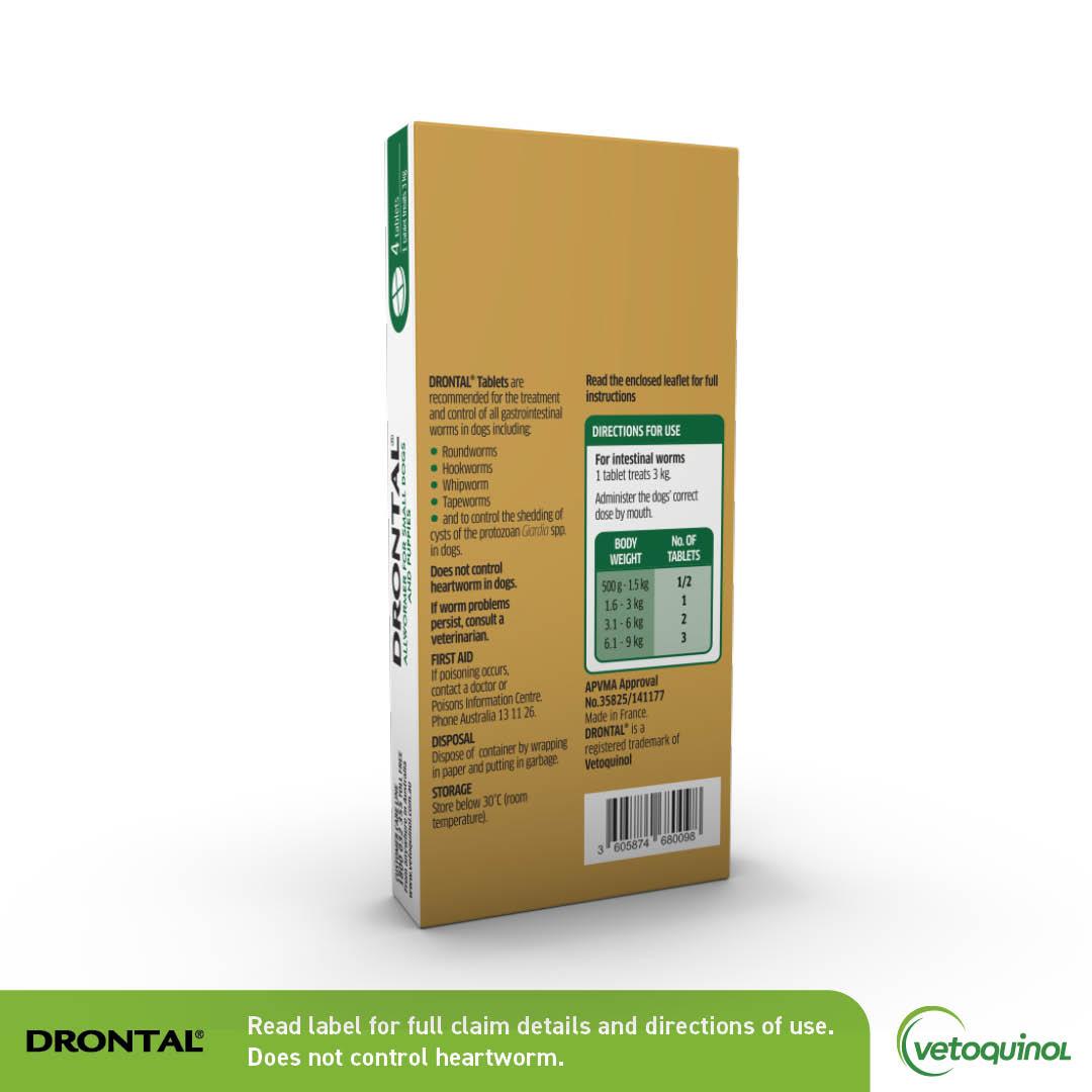 Drontal Allwormer Tablets < 3kg Small Dog and Puppy 4 Pack