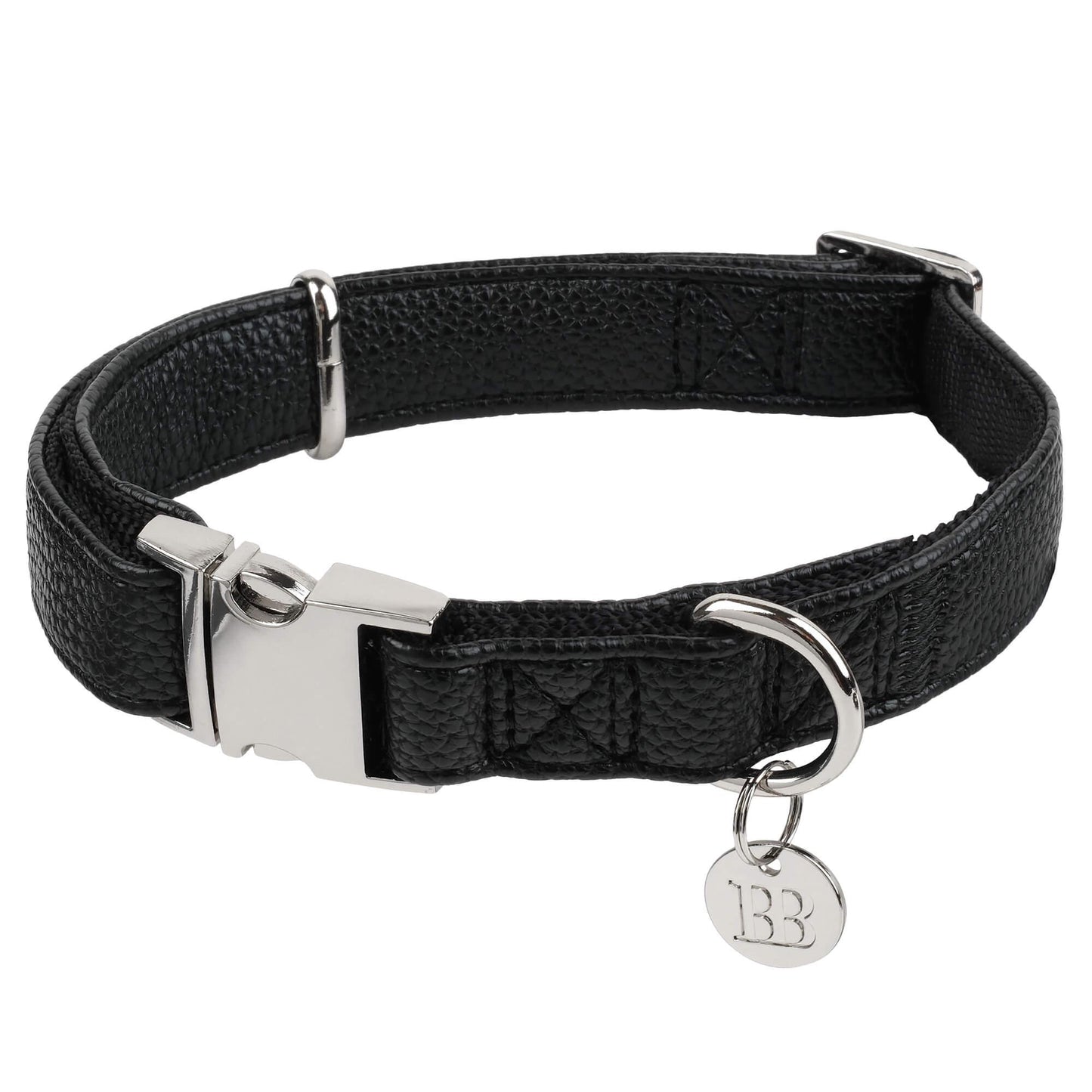 Buddy & Belle Faux Leather Dog Collar Black