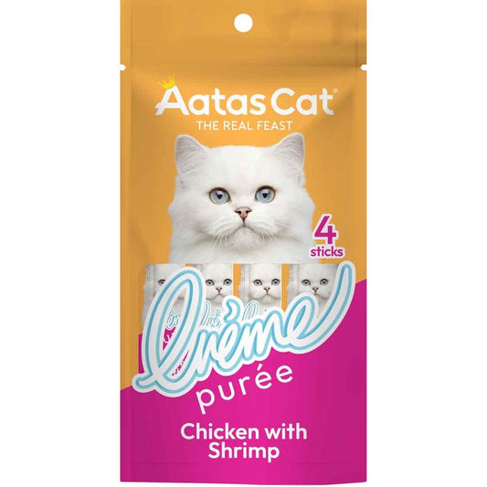 Aatas Creme Puree Chicken with Shrimp Cat Treats 4pk